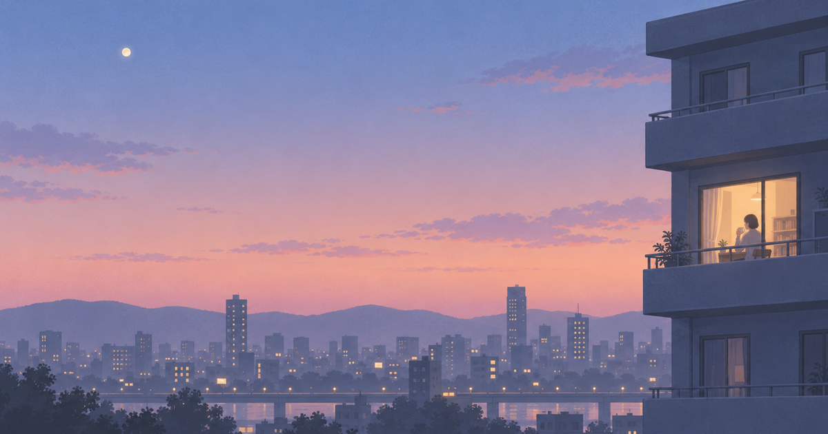 単身赴任の寂しさを感じる夜の部屋の窓明かり