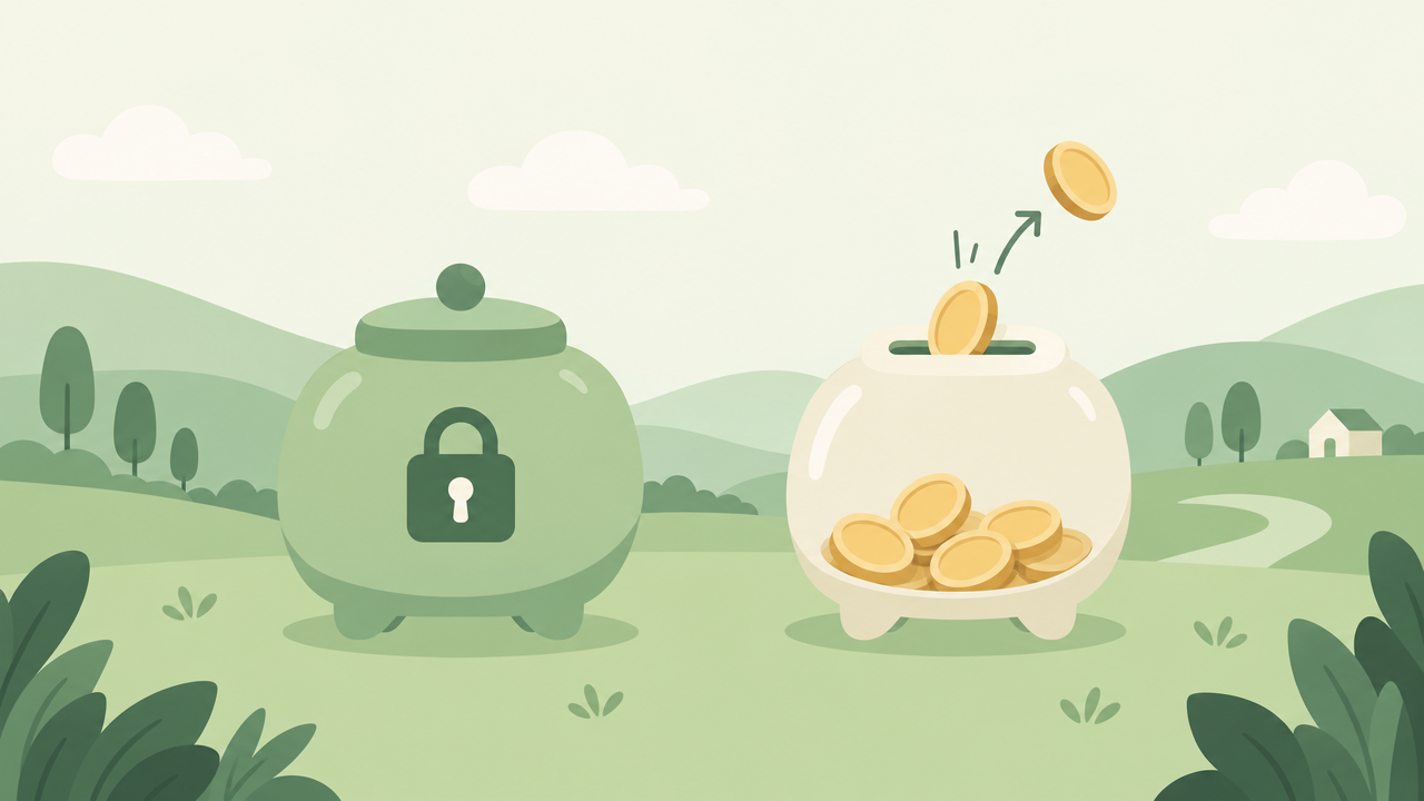 定期預金と普通預金の違いを表すイラスト